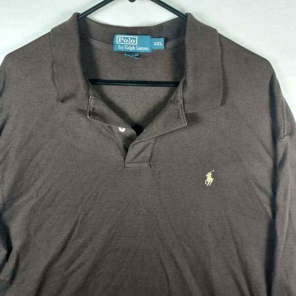 Polo Ralph Lauren XXL Brown Long Sleeve Cotton Polo Shirt Big Pony - Picture 3 of 10